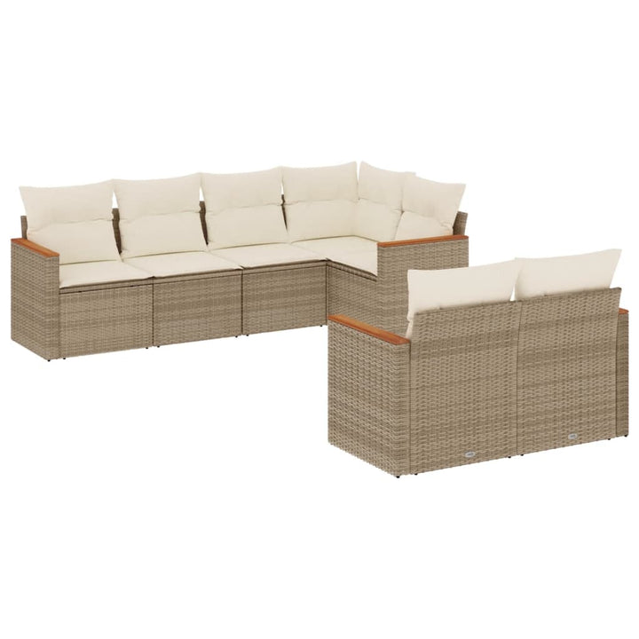 sofasæt til haven 7 dele med hynder polyrattan beige