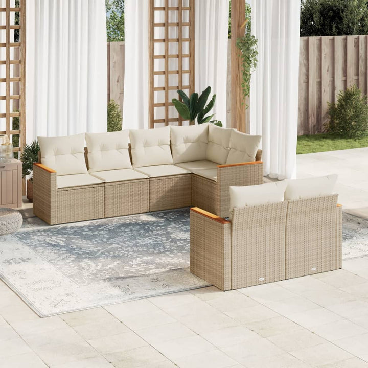sofasæt til haven 7 dele med hynder polyrattan beige