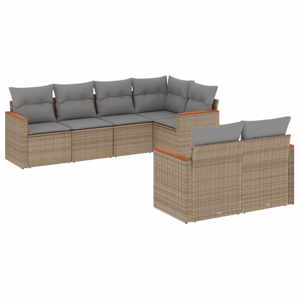 sofasæt til haven 7 dele med hynder polyrattan beige