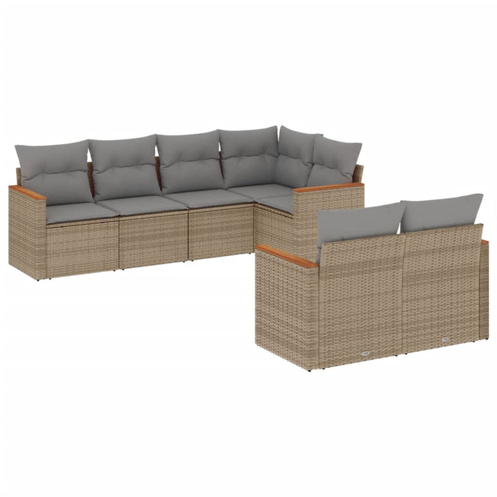 sofasæt til haven 7 dele med hynder polyrattan beige