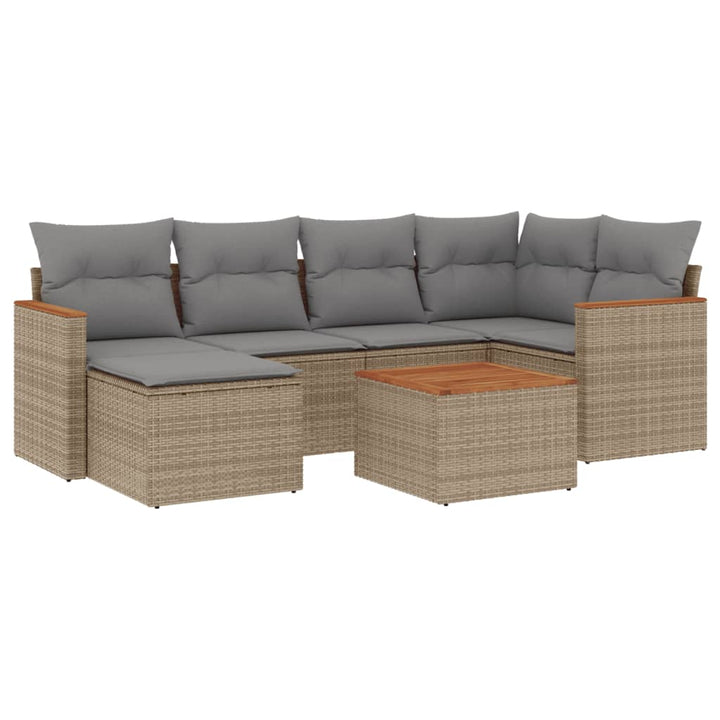 sofasæt til haven 7 dele med hynder polyrattan beige