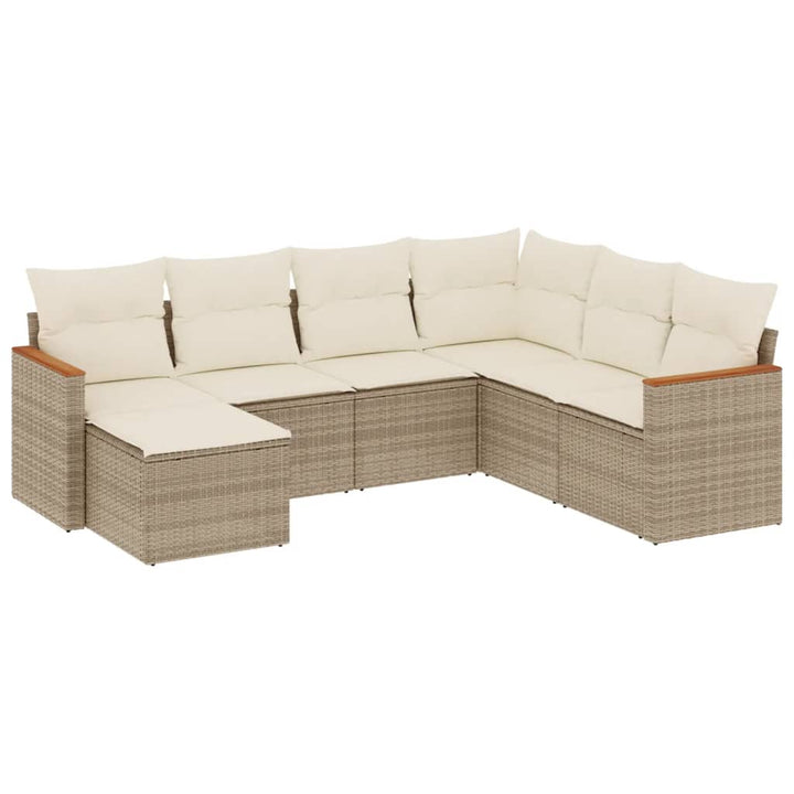 sofasæt til haven 7 dele med hynder polyrattan beige