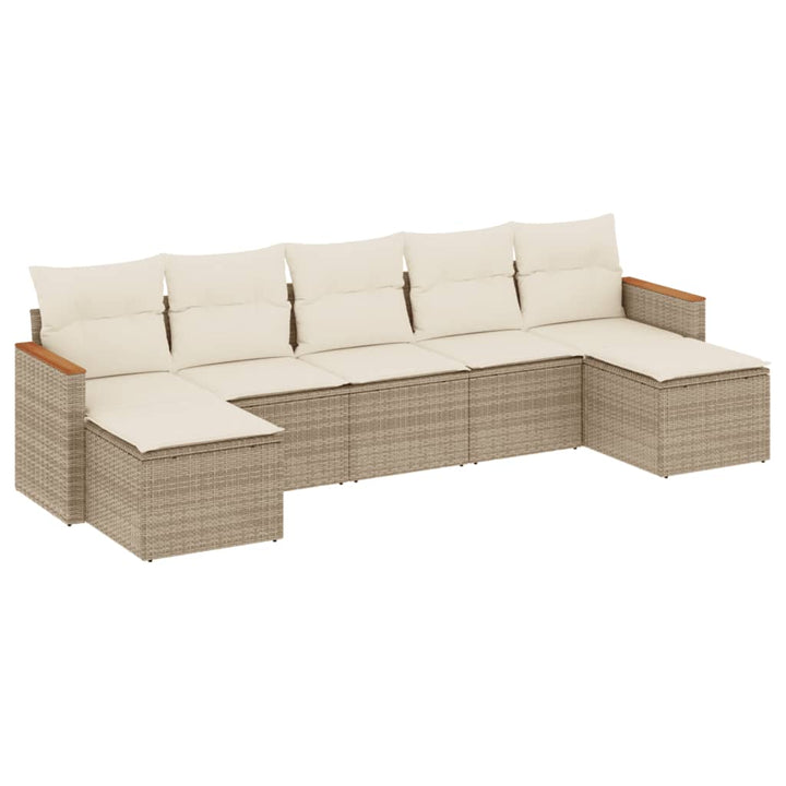 sofasæt til haven 7 dele med hynder polyrattan beige