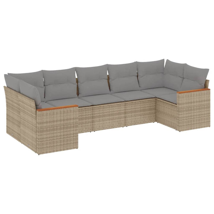 sofasæt til haven 7 dele med hynder polyrattan beige