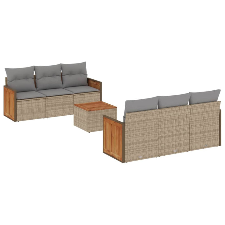 sofasæt til haven 7 dele med hynder polyrattan beige