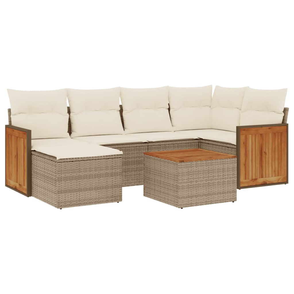 sofasæt til haven 7 dele med hynder polyrattan beige