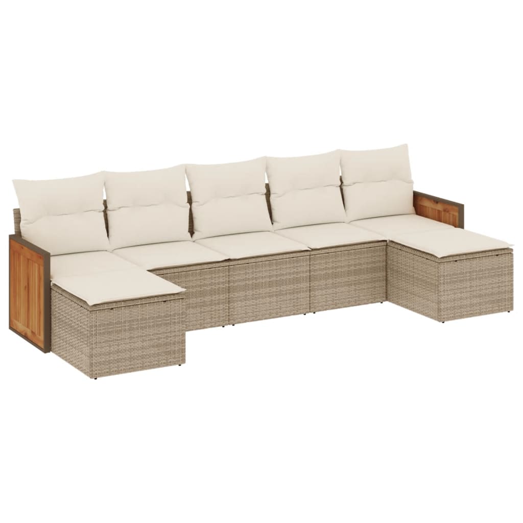 sofasæt til haven 7 dele med hynder polyrattan beige