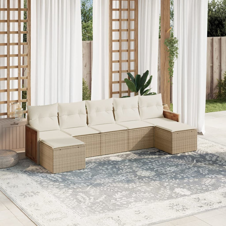 sofasæt til haven 7 dele med hynder polyrattan beige
