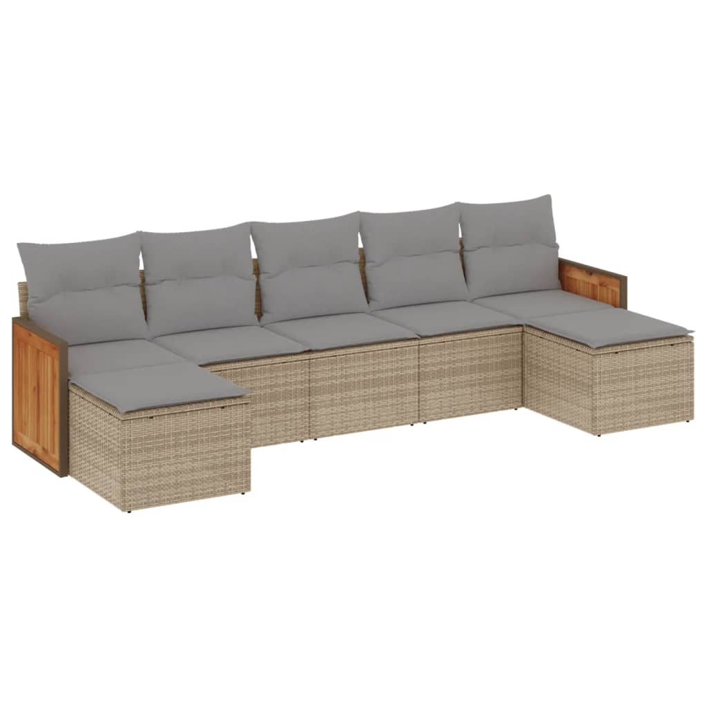 sofasæt til haven 7 dele med hynder polyrattan beige