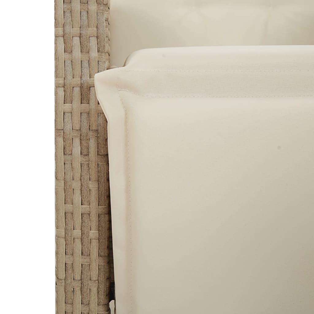 bistrosæt til haven 5 dele med hynder polyrattan beige