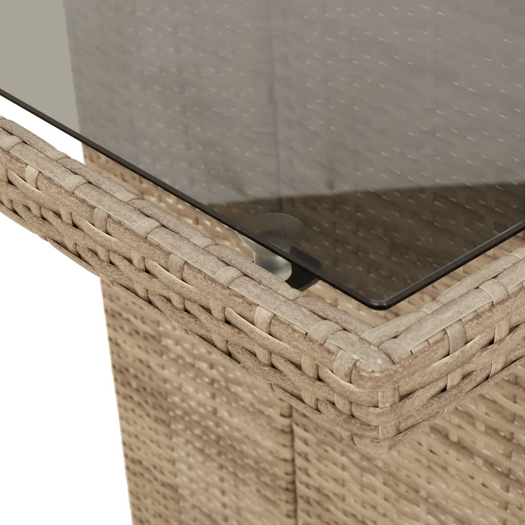 bistrosæt til haven 7 dele med hynder polyrattan beige