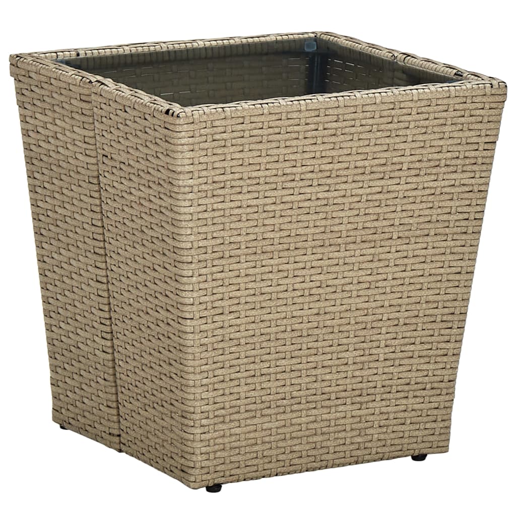 bistrosæt til haven 3 dele med hynder polyrattan og glas beige