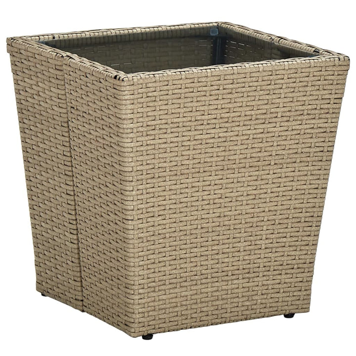 bistrosæt til haven 3 dele med hynder polyrattan og glas beige