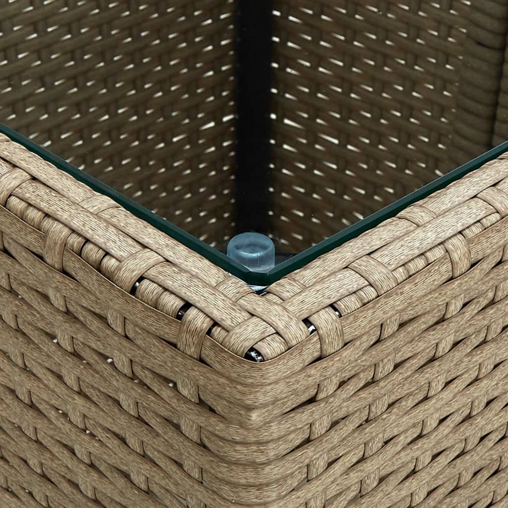 bistrosæt til haven 3 dele med hynder polyrattan og glas beige