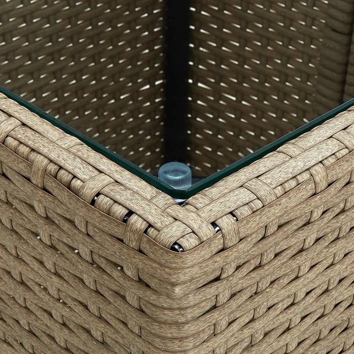 bistrosæt til haven 3 dele med hynder polyrattan og glas beige