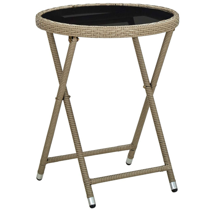 bistrosæt til haven 3 dele med hynder polyrattan og glas beige