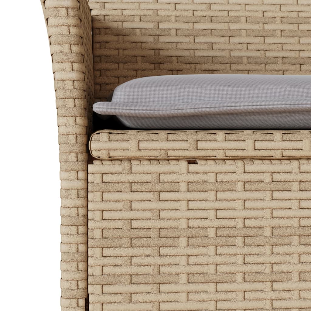 bistrosæt til haven 3 dele med hynder polyrattan og glas beige