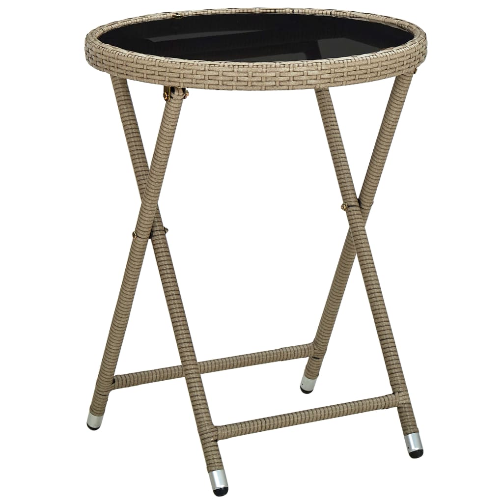 bistrosæt til haven 3 dele med hynder polyrattan og glas beige