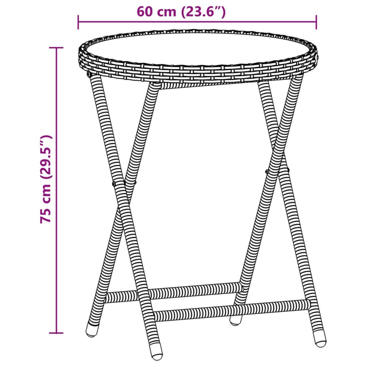 bistrosæt 3 dele med hynder polyrattan og akacietræ grå