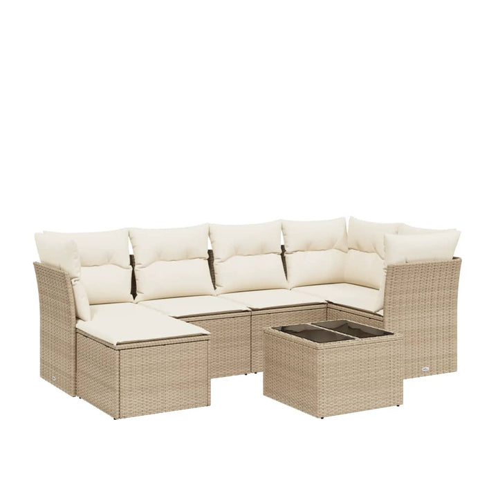 sofasæt til haven 7 dele med hynder polyrattan beige