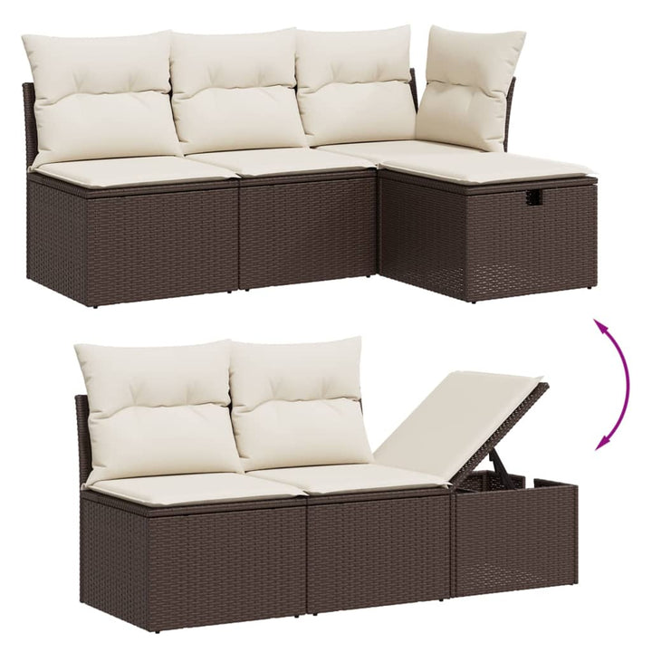 sofasæt til haven 7 dele med hynder polyrattan brun