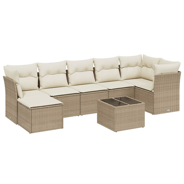 sofasæt til haven 8 dele med hynder polyrattan beige
