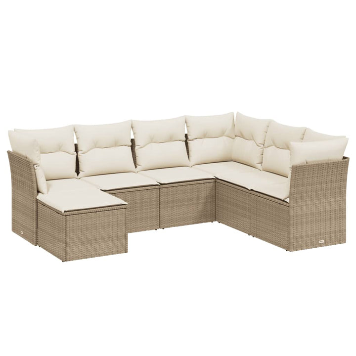 sofasæt til haven 7 dele med hynder polyrattan beige