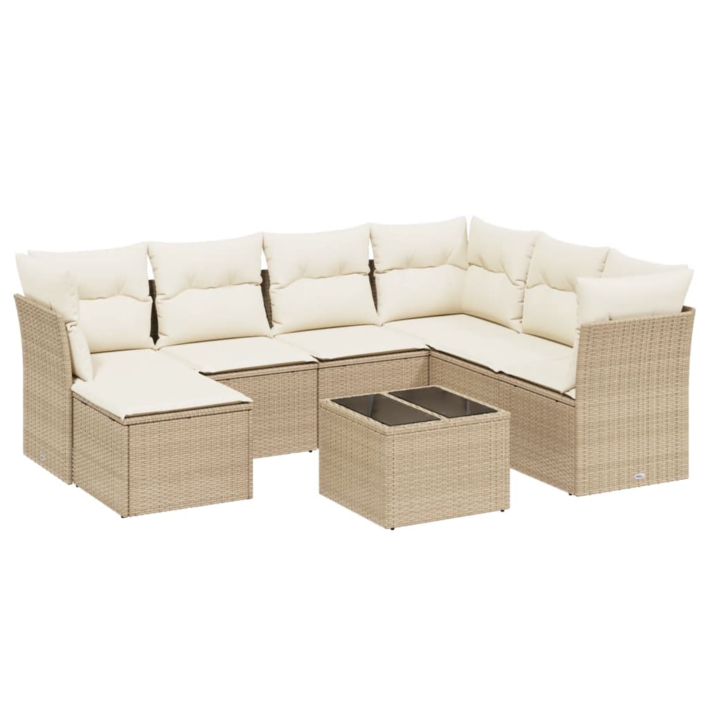 sofasæt til haven 8 dele med hynder polyrattan beige