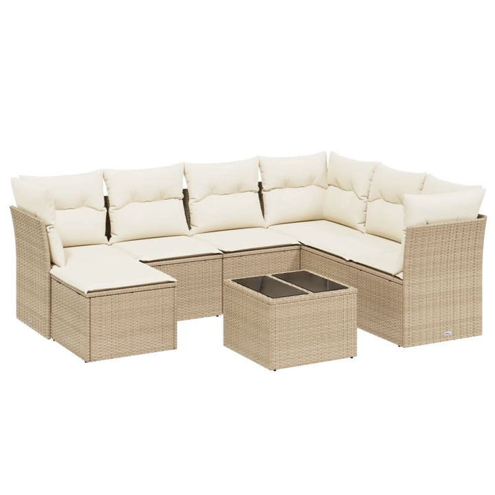 sofasæt til haven 8 dele med hynder polyrattan beige