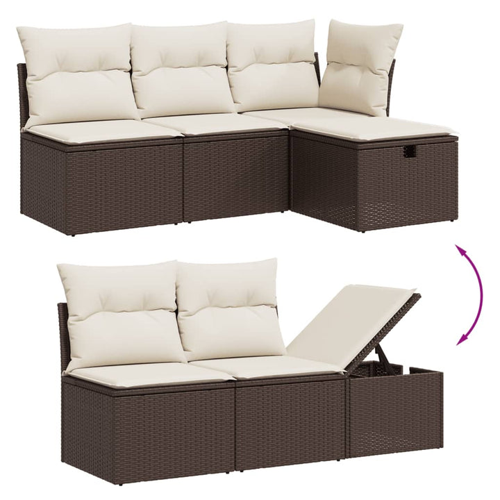 sofasæt til haven 7 dele med hynder polyrattan brun