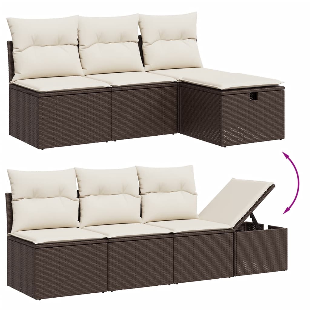 sofasæt til haven 7 dele med hynder polyrattan brun