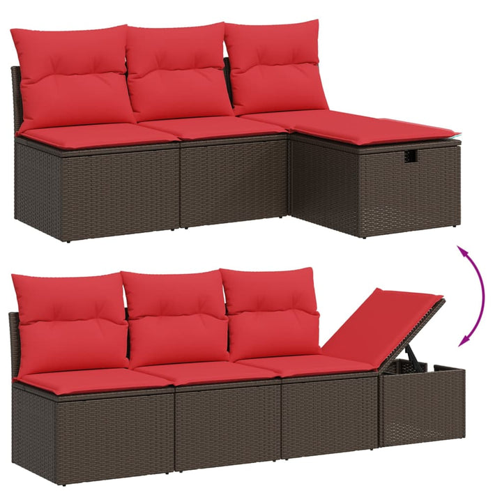 sofasæt til haven 7 dele med hynder polyrattan brun