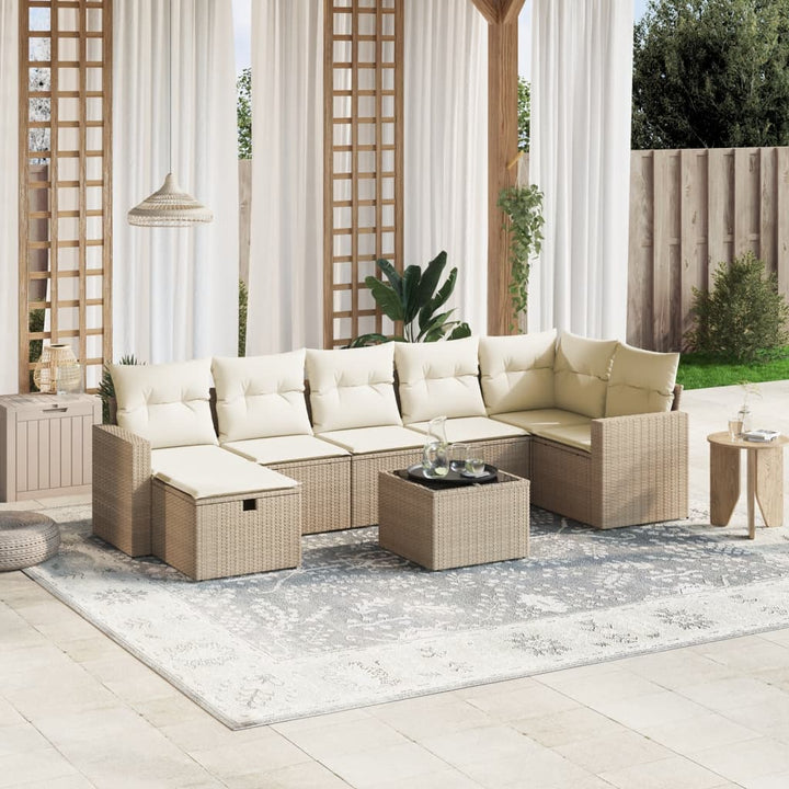 sofasæt til haven 8 dele med hynder polyrattan beige