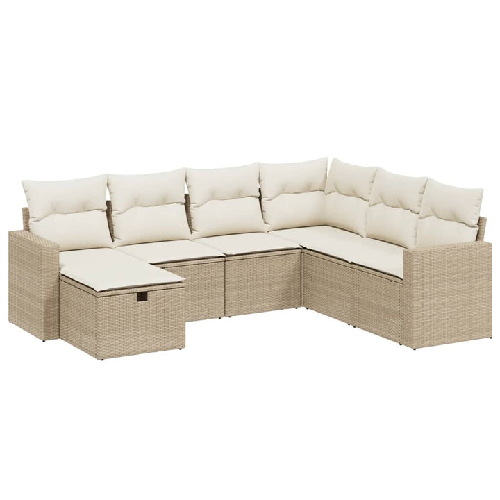 sofasæt til haven 7 dele med hynder polyrattan beige
