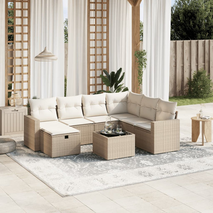 sofasæt til haven 8 dele med hynder polyrattan beige