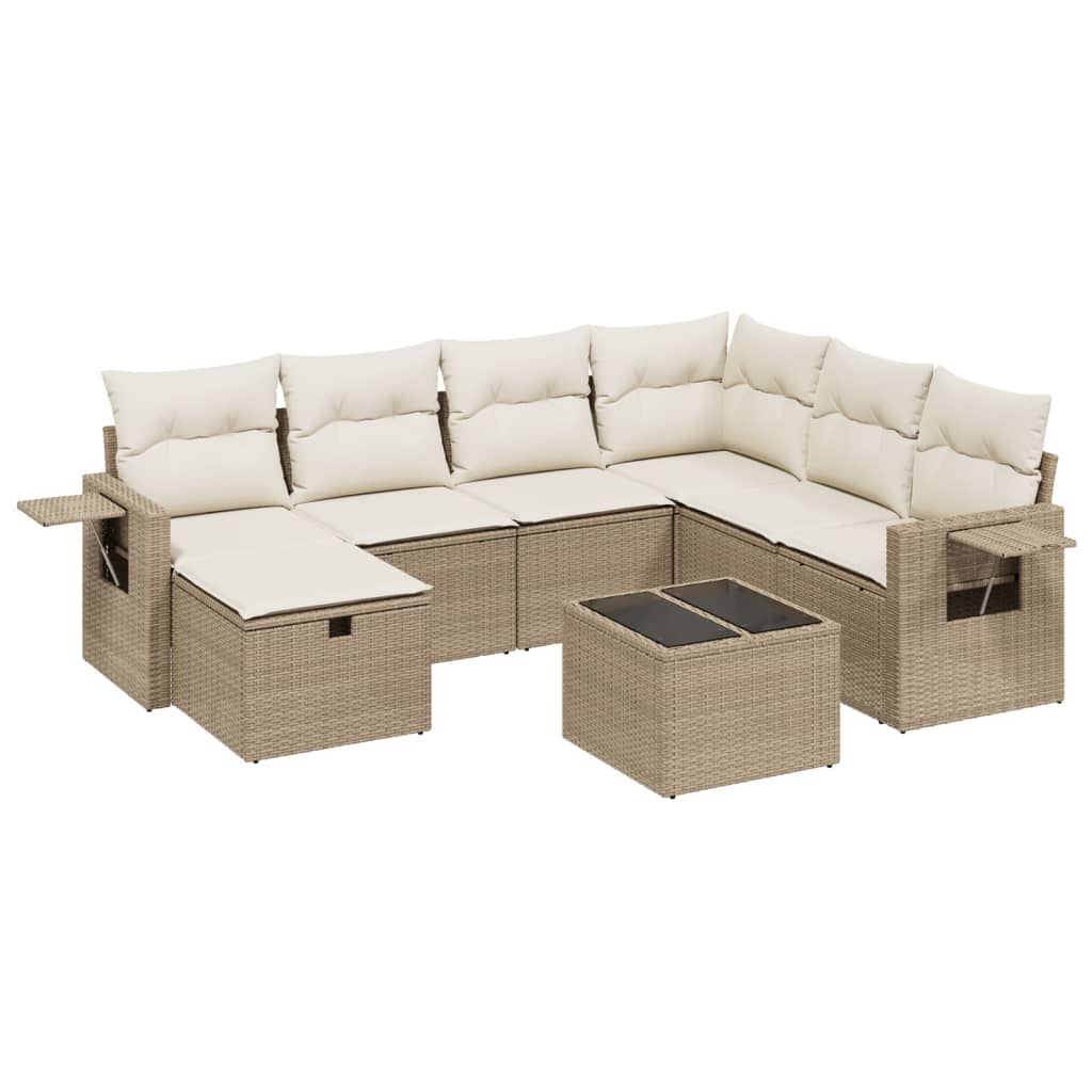 sofasæt til haven 8 dele med hynder polyrattan beige