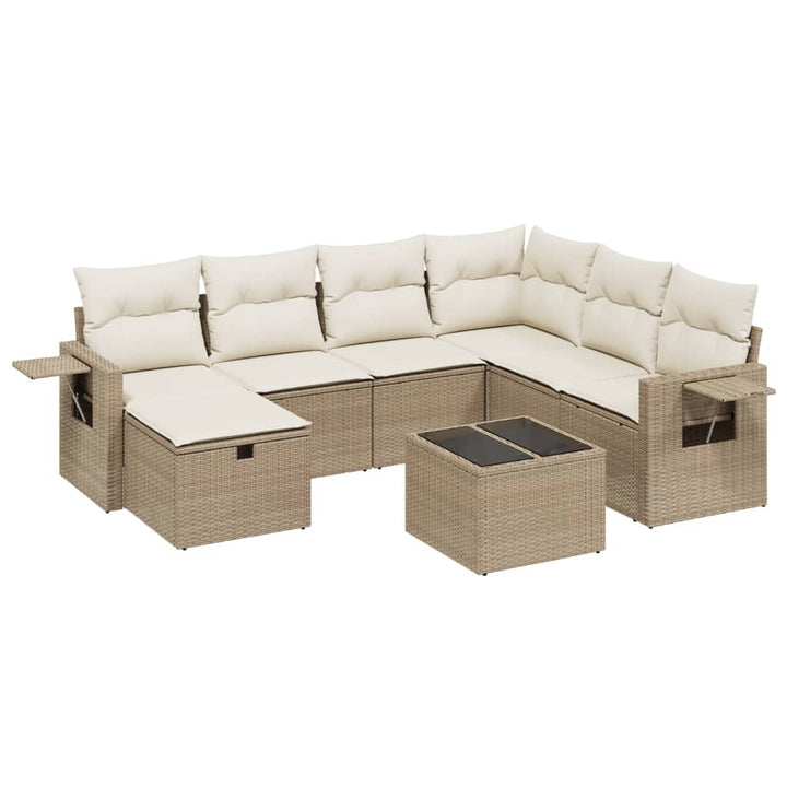 sofasæt til haven 8 dele med hynder polyrattan beige