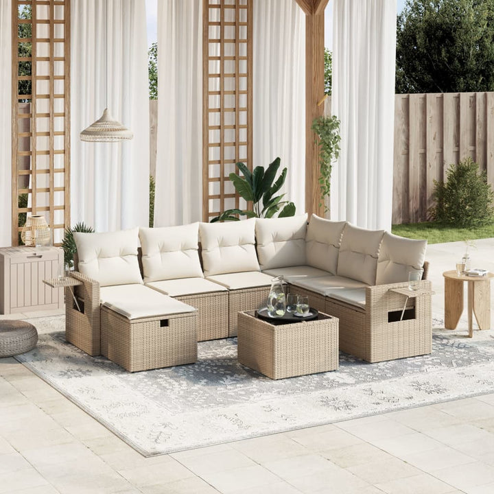 sofasæt til haven 8 dele med hynder polyrattan beige