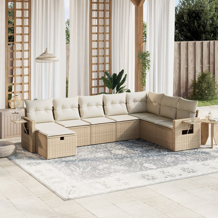sofasæt til haven 8 dele med hynder polyrattan beige