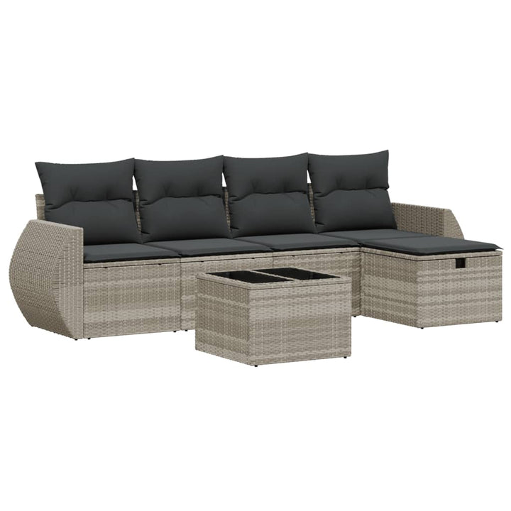 sofasæt til haven 6 dele med hynder polyrattan lysegrå