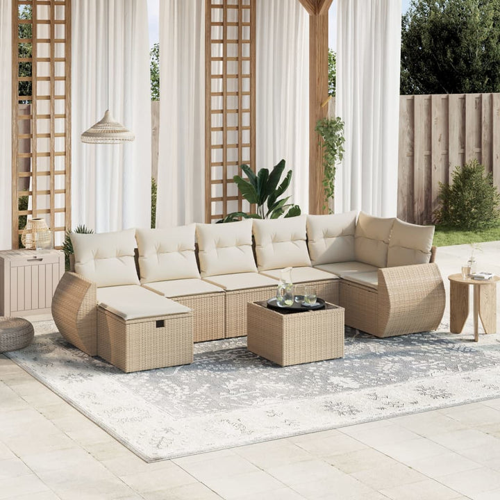 sofasæt til haven 8 dele med hynder polyrattan beige