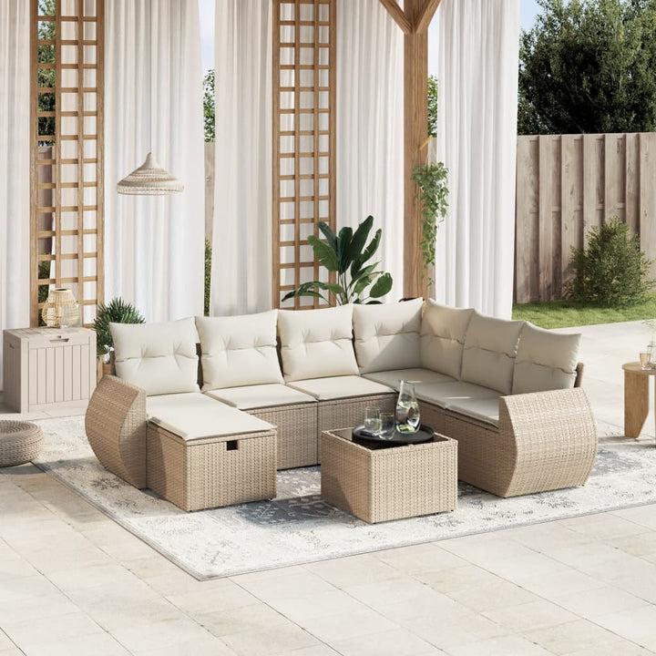 sofasæt til haven 8 dele med hynder polyrattan beige