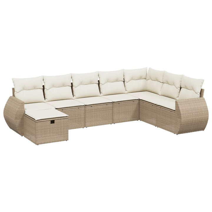 sofasæt til haven 8 dele med hynder polyrattan beige