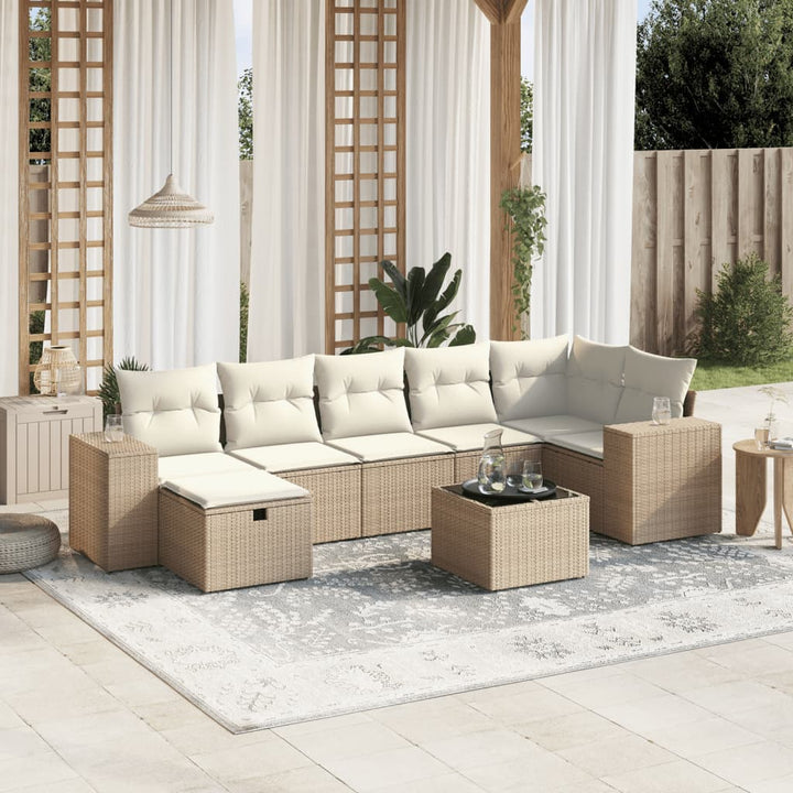 sofasæt til haven 8 dele med hynder polyrattan beige