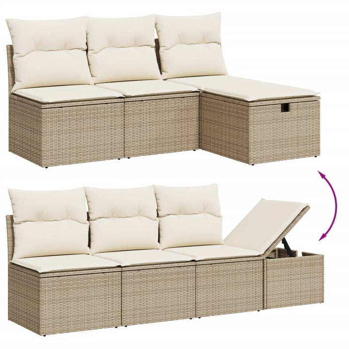sofasæt til haven 7 dele med hynder polyrattan beige