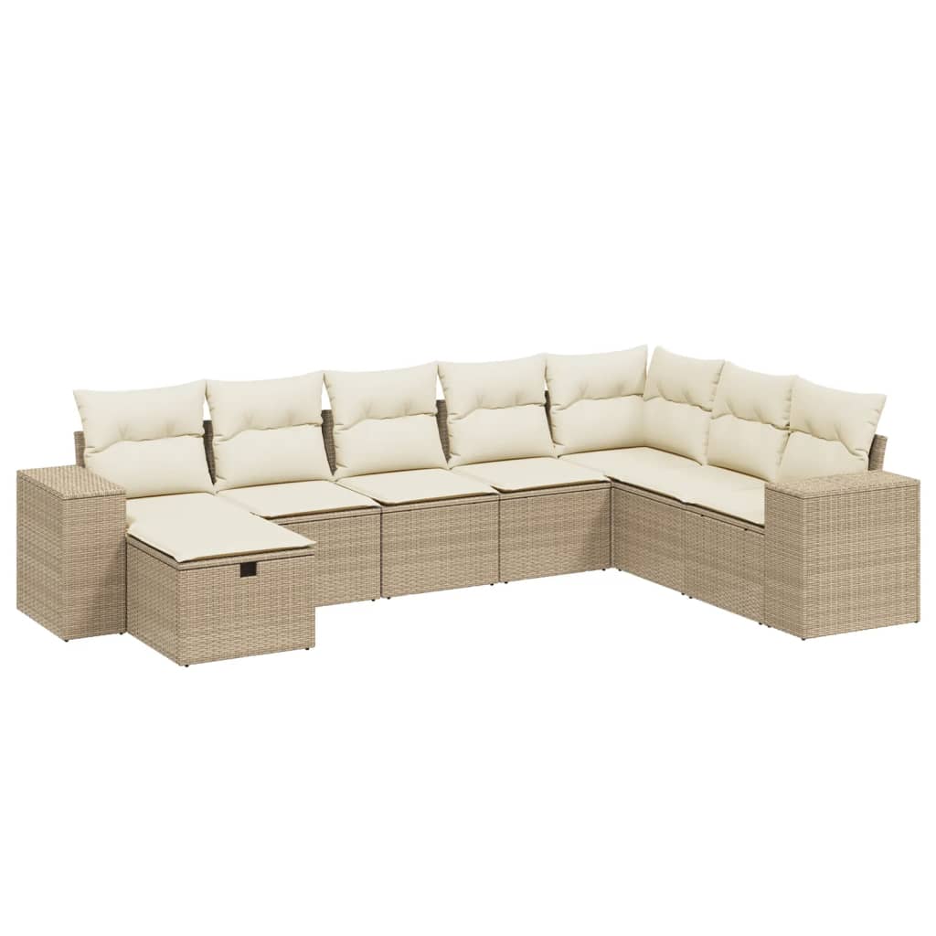 sofasæt til haven 8 dele med hynder polyrattan beige