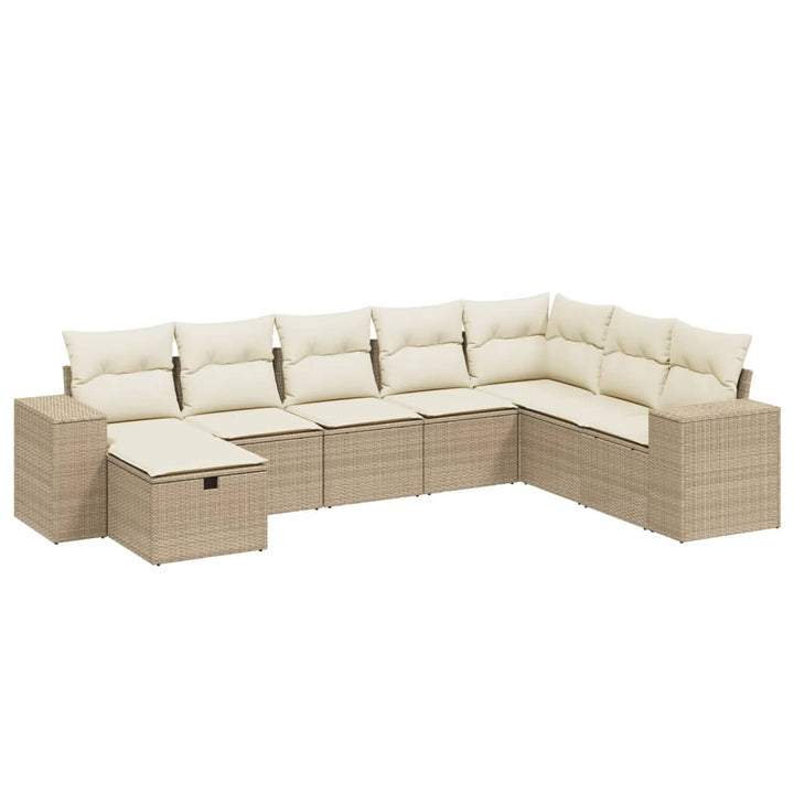 sofasæt til haven 8 dele med hynder polyrattan beige