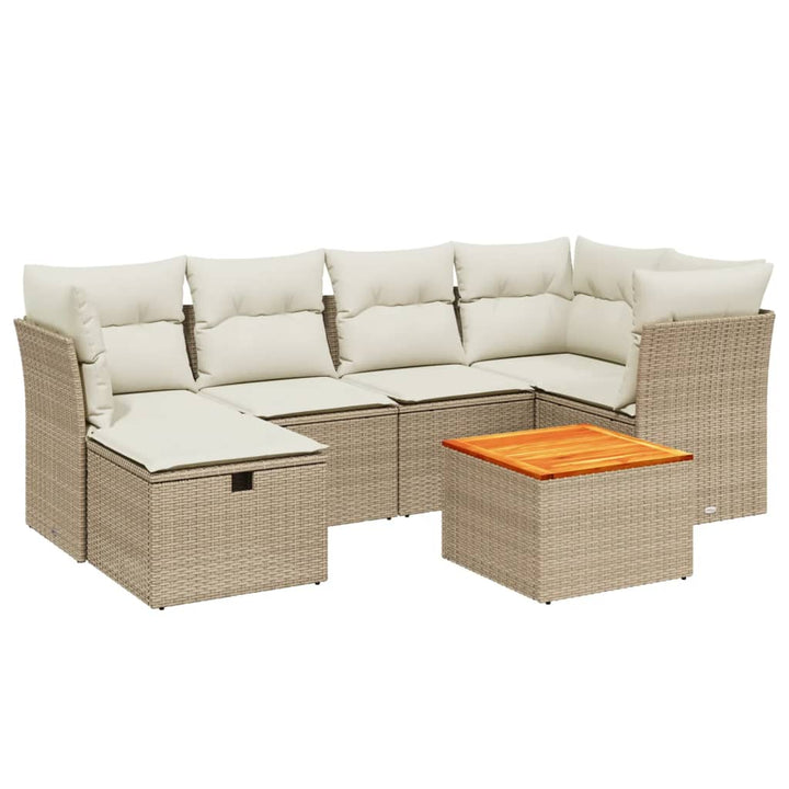 sofasæt til haven 7 dele med hynder polyrattan beige