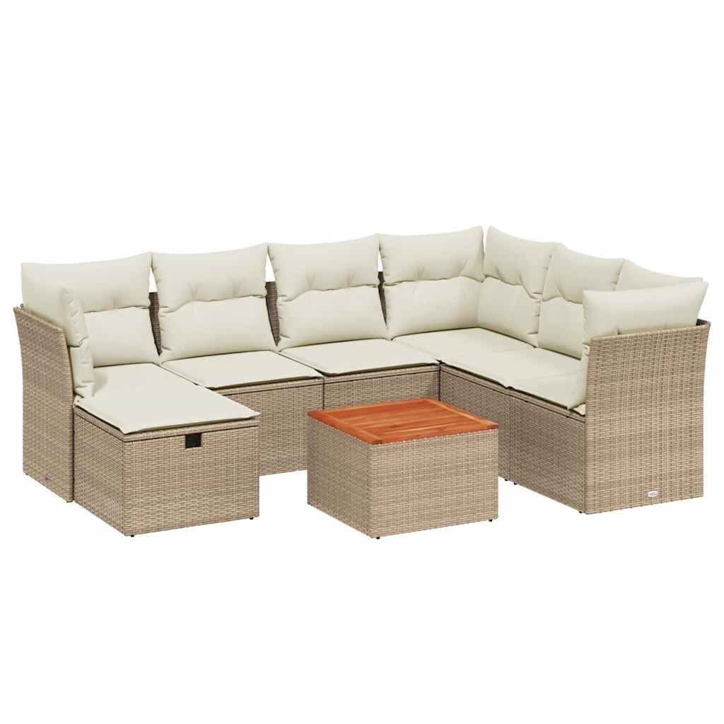 sofasæt til haven 8 dele med hynder polyrattan beige