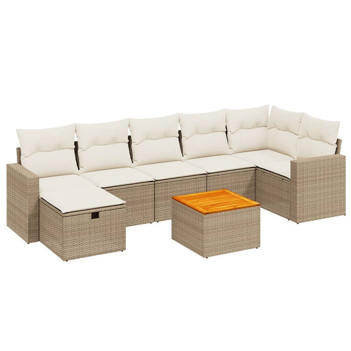 sofasæt til haven 8 dele med hynder polyrattan beige